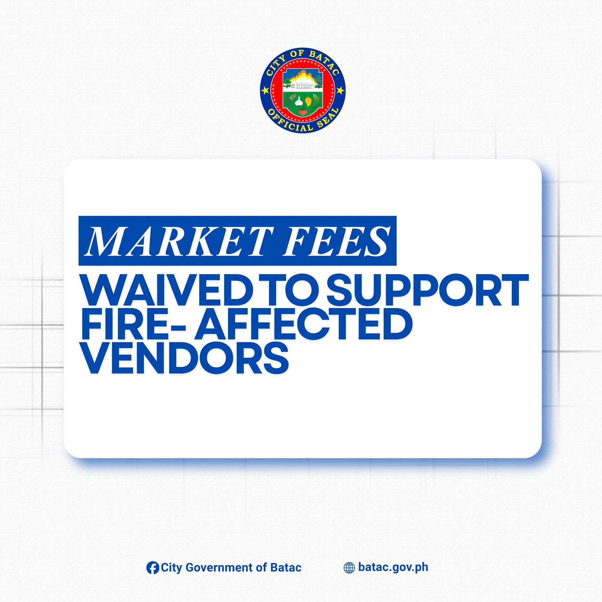 MARKET FEES WAIVED TO SUPPORT FIRE-AFFECTED VENDORS